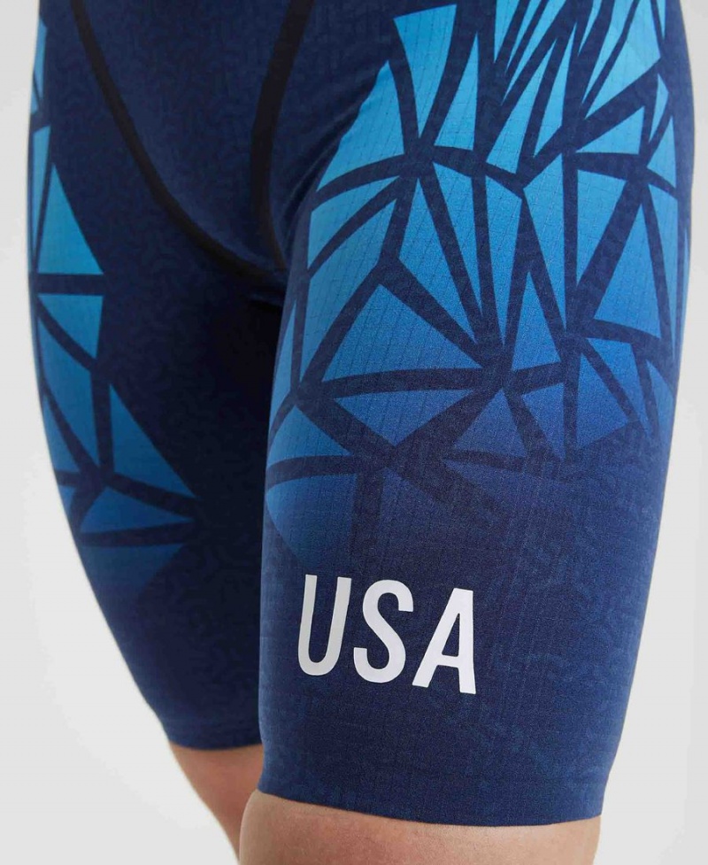 Combinaison Natation Arena Core FX Open Back USA Athlete Authentic Limited Edition Bleu Marine Multicolore Femme | QYV-45191754