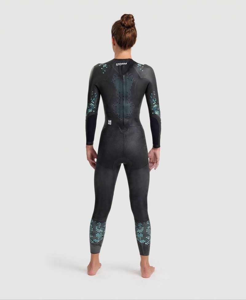 Combinaison Natation Arena Powerskin Storm Noir Bleu Femme | NEP-27220485