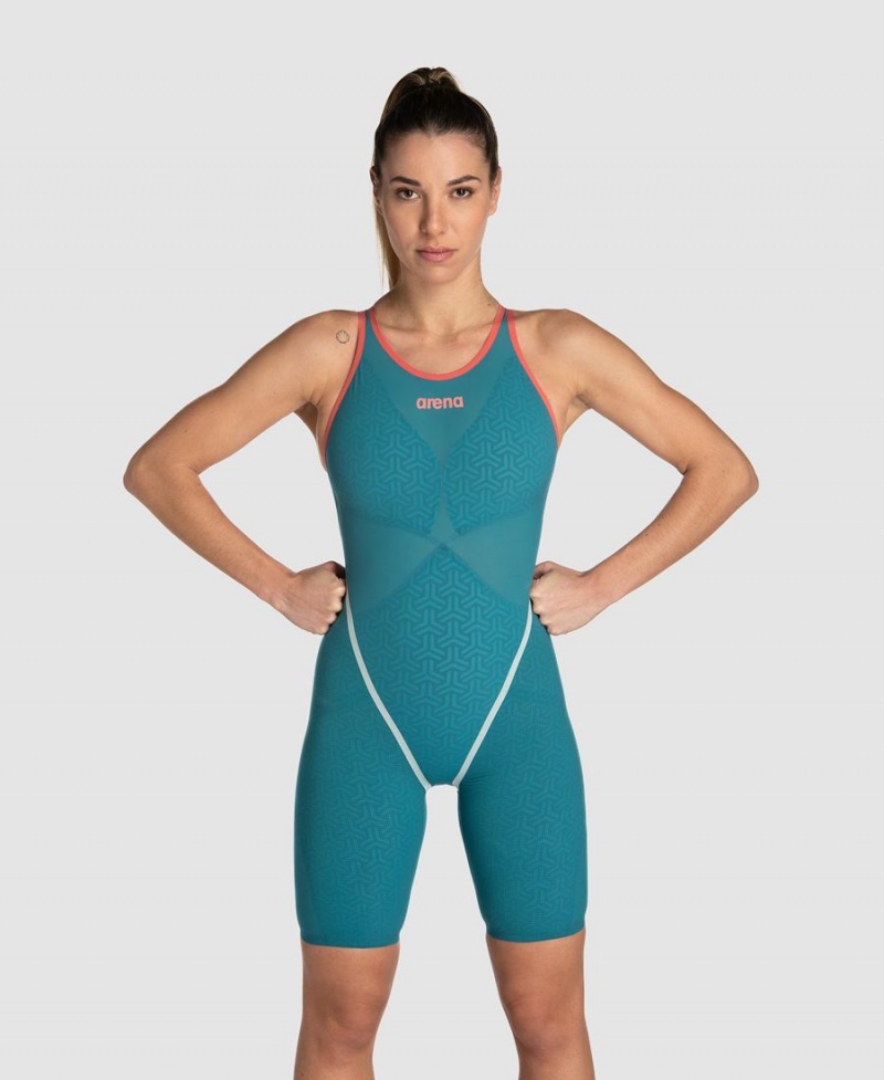 Combinaison Natation Arena Powerskin Carbon Glide Limited Edition Open Back Bleu Femme | NIL-99348992