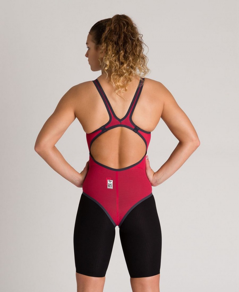 Combinaison Natation Arena Powerskin Carbon Duo Top Open Back Rouge Femme | YBI-40260768