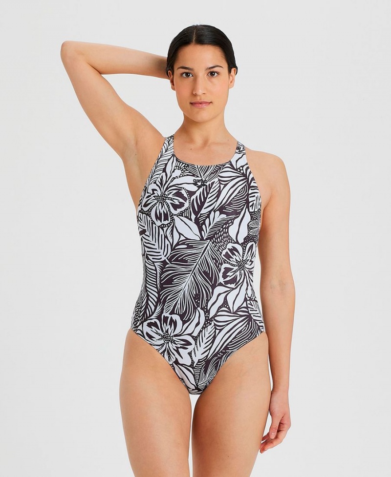 Maillot de Bain Arena Allover Print Pro Back Noir Multicolore Femme | FCD-09344765