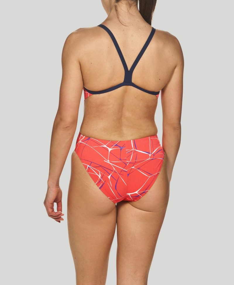 Maillot de Bain Arena D'eau Challenge Back Rouge Bleu Marine Femme | IBD-74732001