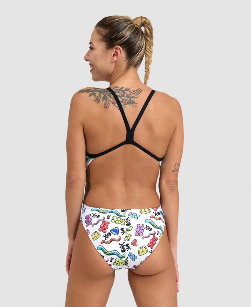 Maillot de Bain Arena Crazy Challenge Back Noir Blanche Multicolore Femme | GPG-86380659