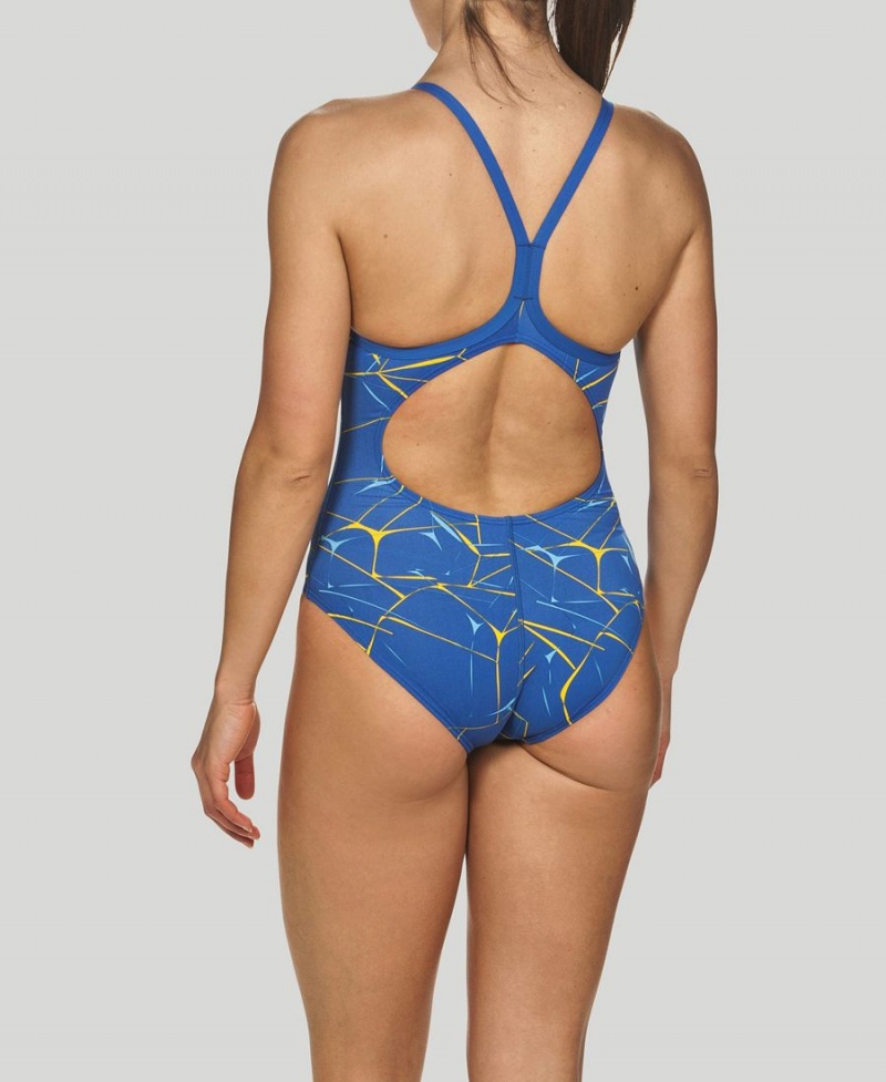 Maillot de Bain Arena D'eau Light Drop Back Bleu Jaune Femme | ICA-01288800