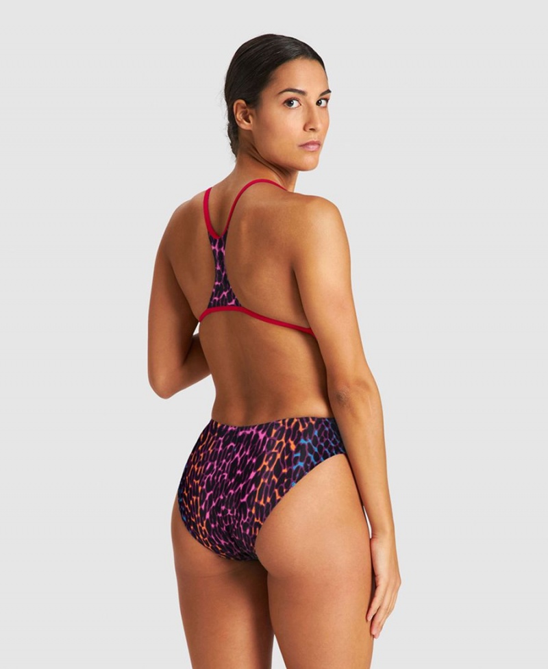 Maillot de Bain Arena Animal Stripe Booster Back Rose Multicolore Femme | UUU-62482198