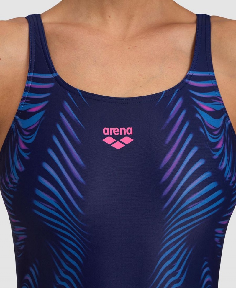 Maillot de Bain Arena Imprint U Back Bleu Marine Femme | WUF-76755926