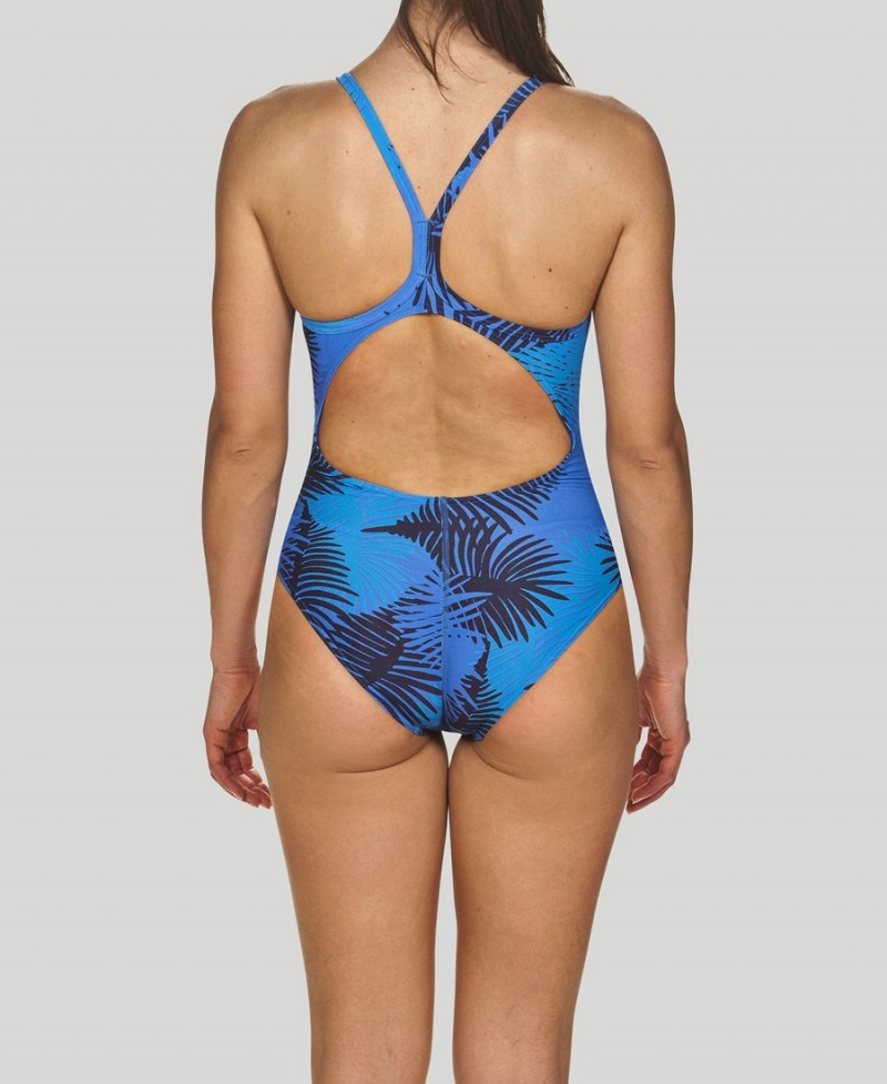 Maillot de Bain Arena Palm Forest Light Drop Back Bleu Marine Bleu Femme | PII-59514136