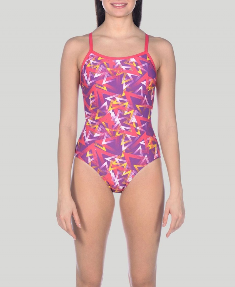 Maillot de Bain Arena Power Triangle Light Drop Violette Rose Femme | ANQ-58890693