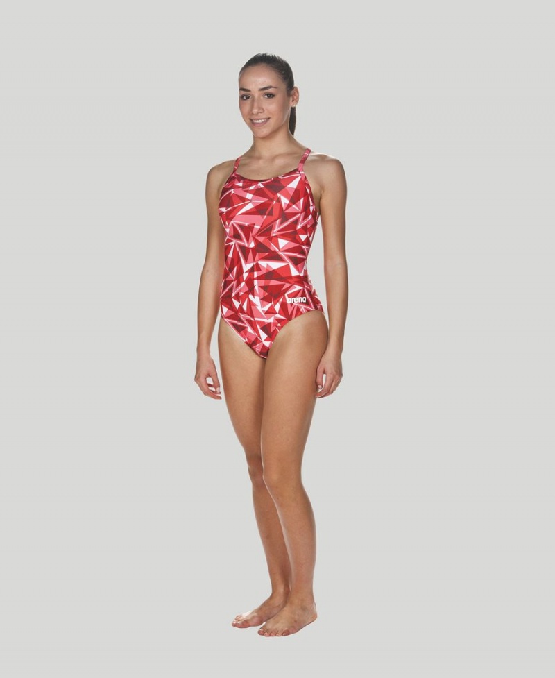 Maillot de Bain Arena Shattered Glass Light Drop Back Rouge Femme | EON-36410238