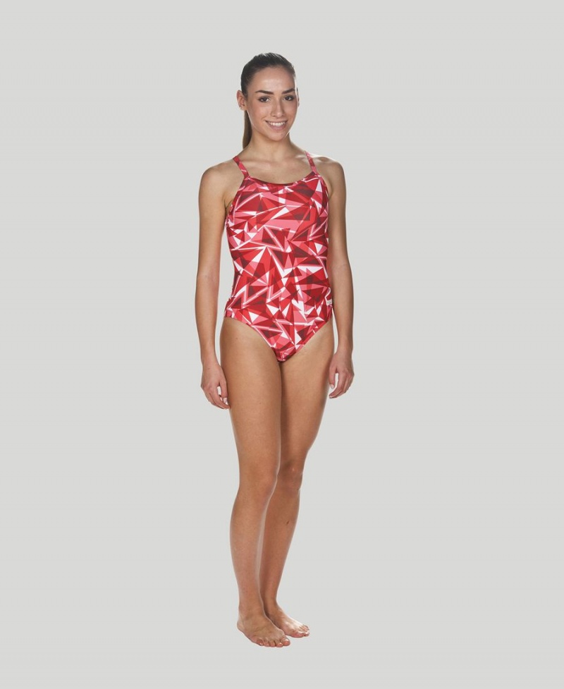 Maillot de Bain Arena Shattered Glass Light Drop Back Rouge Femme | EON-36410238