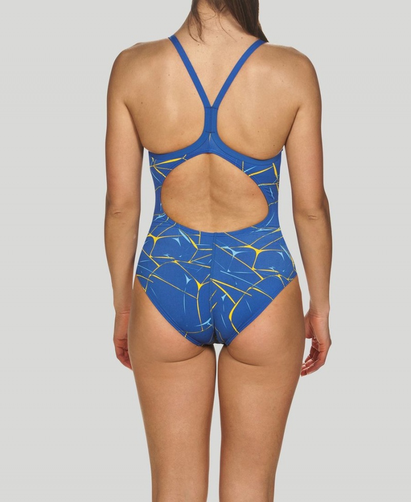 Maillot de Bain Arena D'eau Light Drop Back Bleu Jaune Femme | ICA-01288800