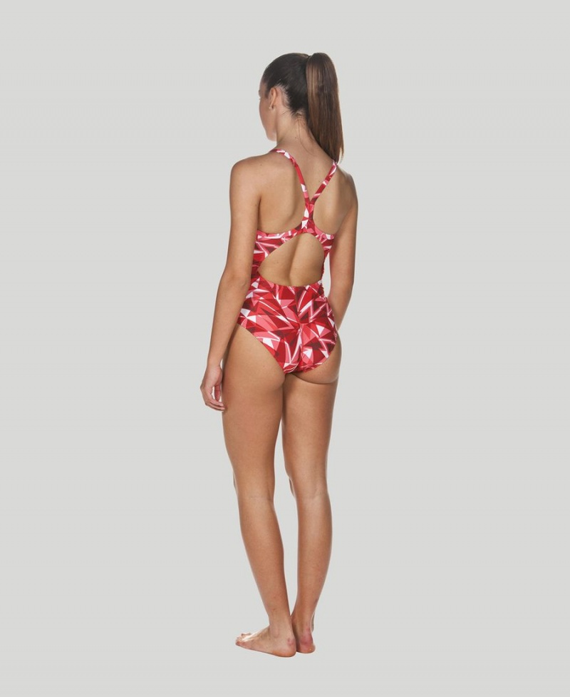 Maillot de Bain Arena Shattered Glass Light Drop Back Rouge Femme | EON-36410238