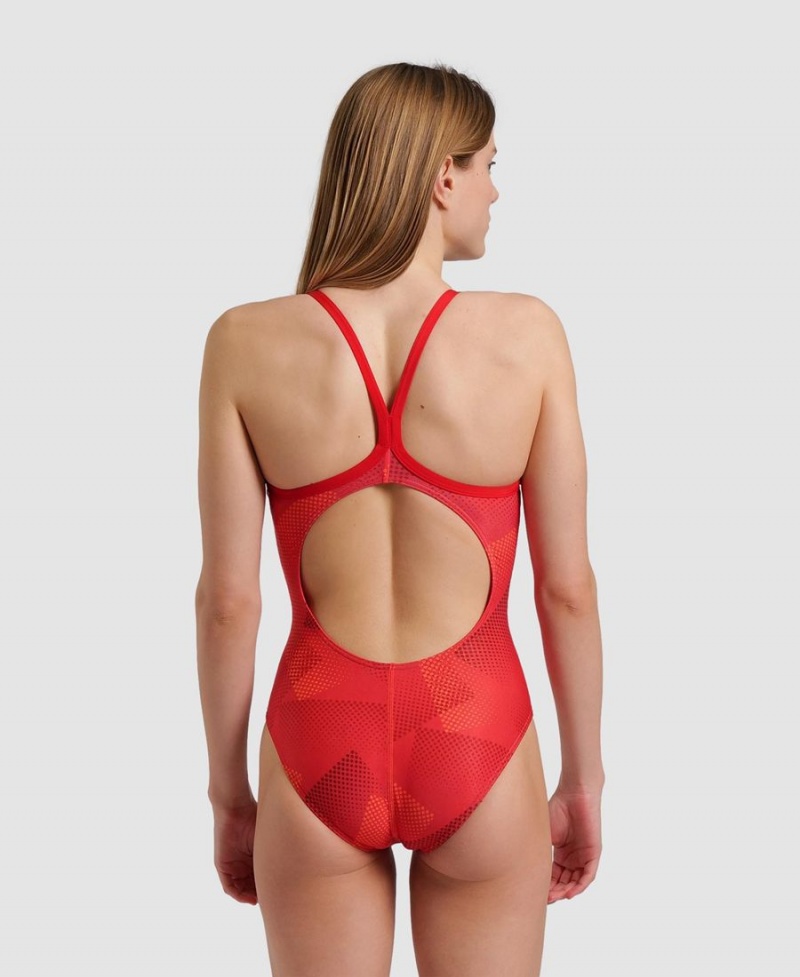 Maillot de Bain Arena Halftone Lightdrop Back Rouge Femme | NAR-80454745