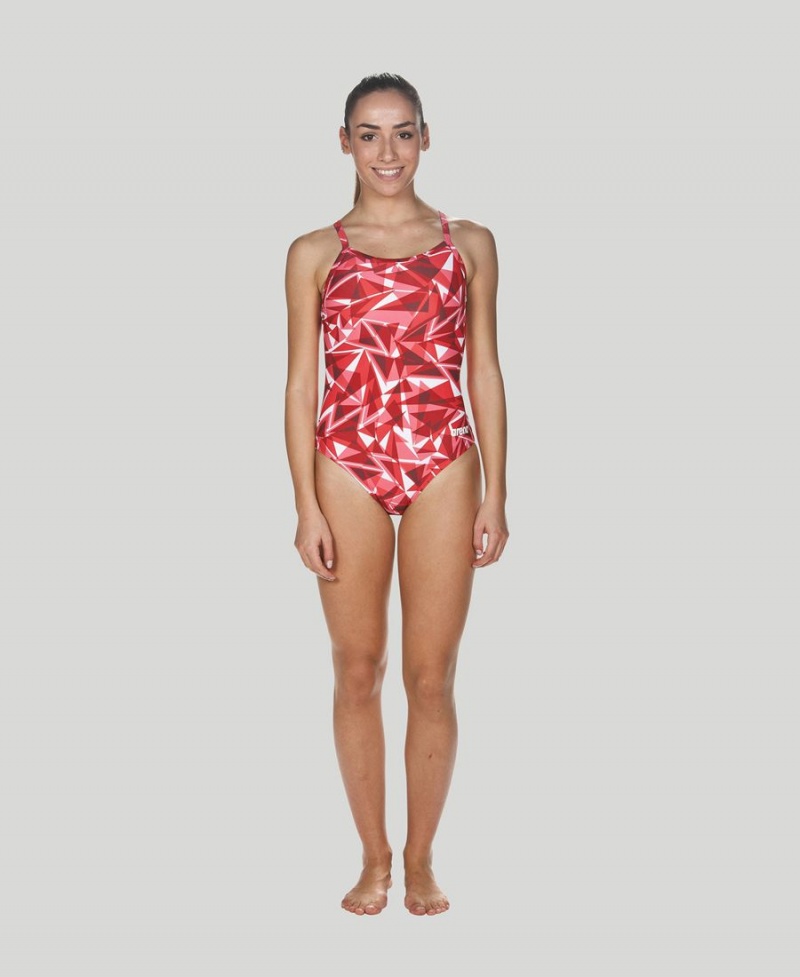 Maillot de Bain Arena Shattered Glass Light Drop Back Rouge Femme | EON-36410238