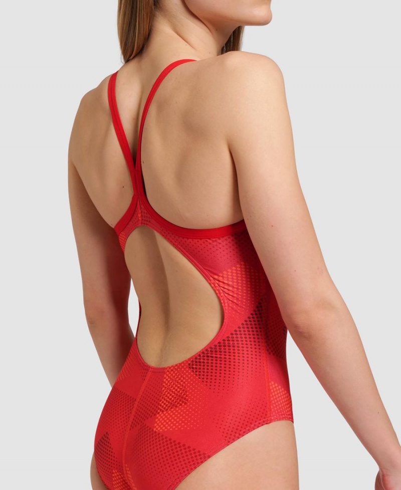 Maillot de Bain Arena Halftone Lightdrop Back Rouge Femme | NAR-80454745