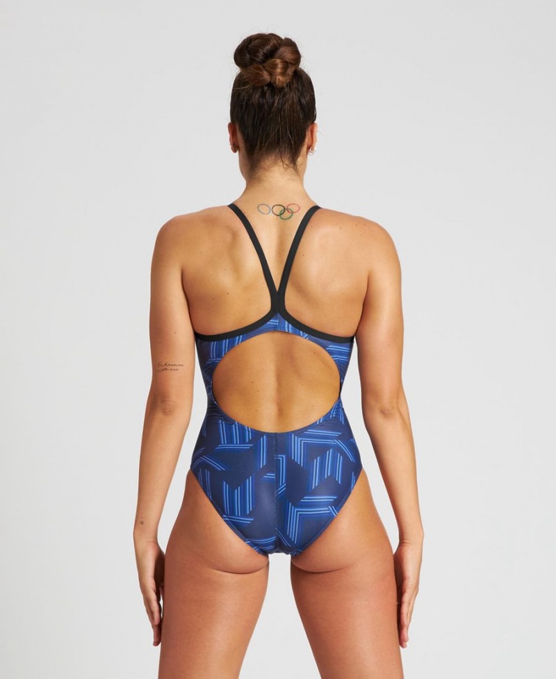 Maillot de Bain Arena Puzzled Light Drop Back Noir Bleu Marine Multicolore Femme | ELN-18047491