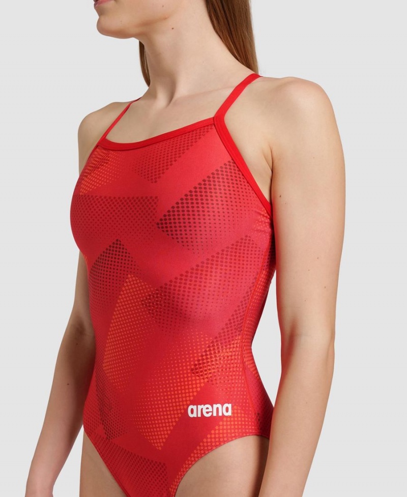 Maillot de Bain Arena Halftone Lightdrop Back Rouge Femme | NAR-80454745