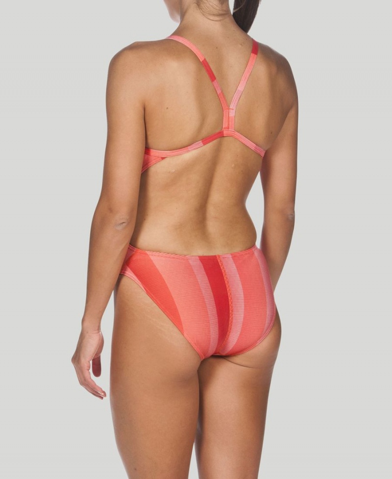 Maillot de Bain Arena Blended Stripe Challenge Back Rouge Femme | LEE-46593034