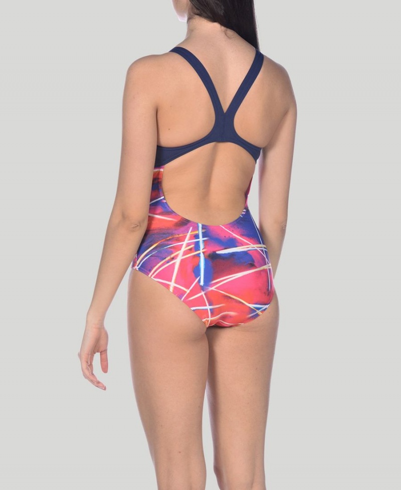 Maillot de Bain Arena Light Beams Swim Pro Back Bleu Marine Multicolore Femme | OZC-00815485