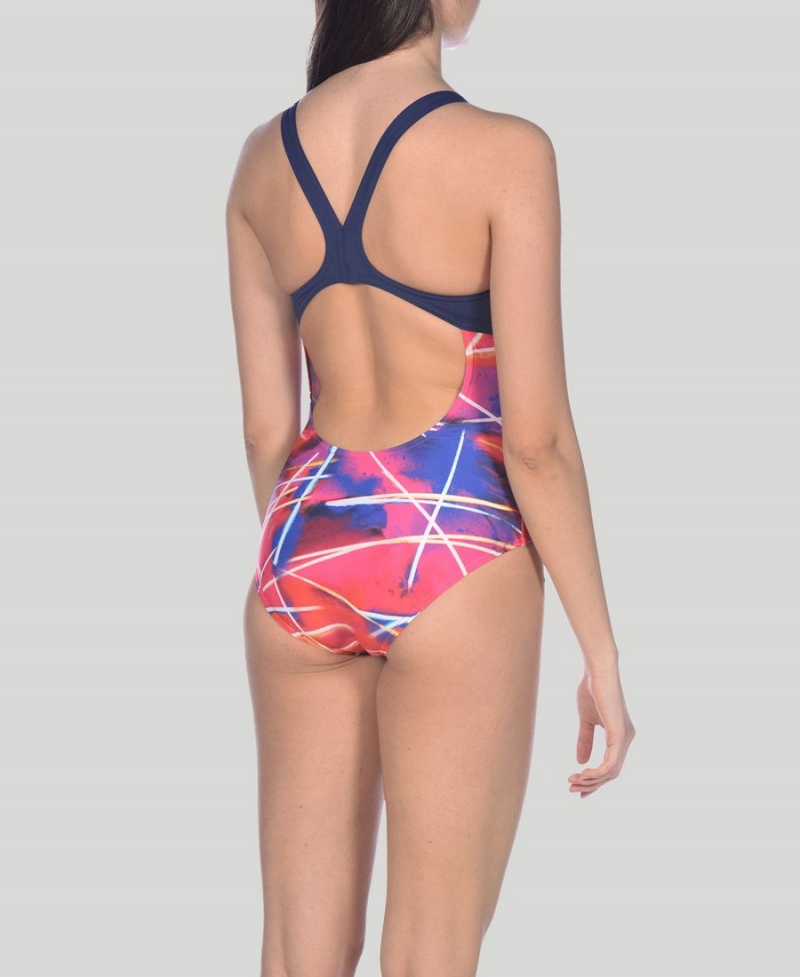 Maillot de Bain Arena Light Beams Swim Pro Back Bleu Marine Multicolore Femme | OZC-00815485