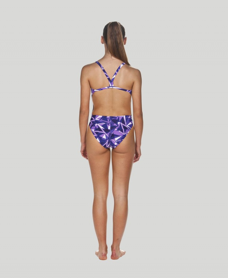 Maillot de Bain Arena Shattered Glass Challenge Back Violette Femme | ACT-76978076