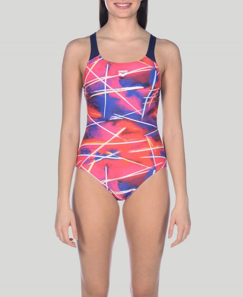 Maillot de Bain Arena Light Beams Swim Pro Back Bleu Marine Multicolore Femme | OZC-00815485