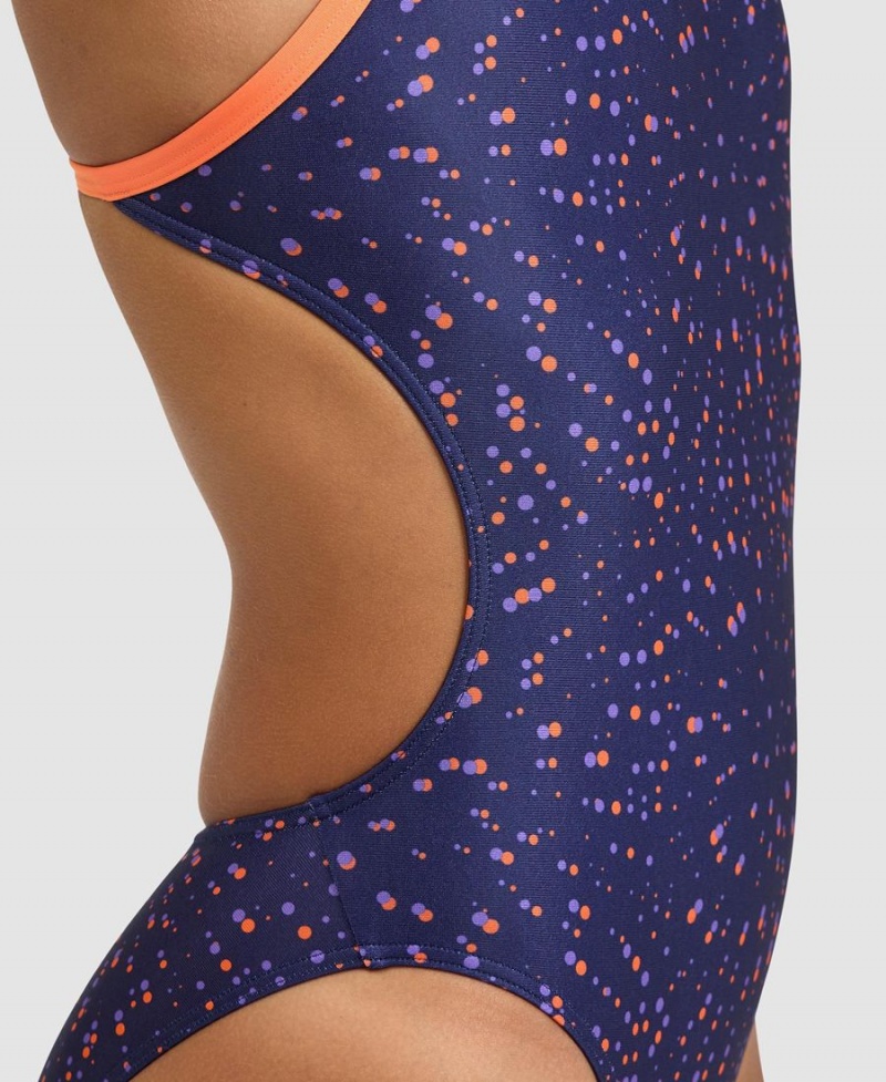 Maillot de Bain Arena Fireworks Challenge Back Orange Bleu Marine Multicolore Femme | MVM-36195110