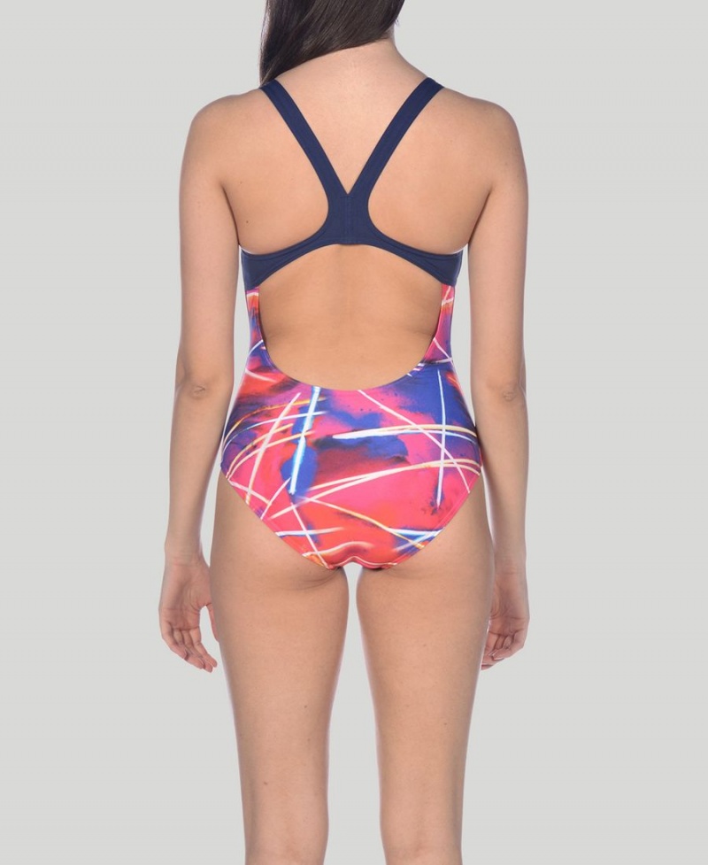 Maillot de Bain Arena Light Beams Swim Pro Back Bleu Marine Multicolore Femme | OZC-00815485