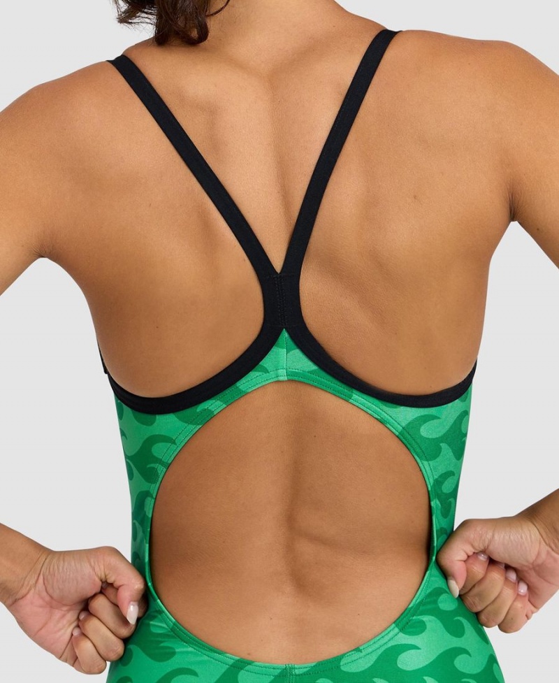 Maillot de Bain Arena Ride The Wave Light Drop Back Vert Femme | ZKZ-31034819