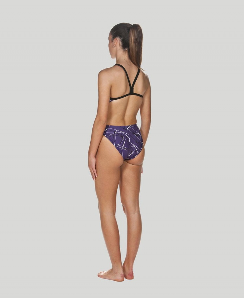 Maillot de Bain Arena D'eau Challenge Back Violette Noir Femme | TRB-31721543