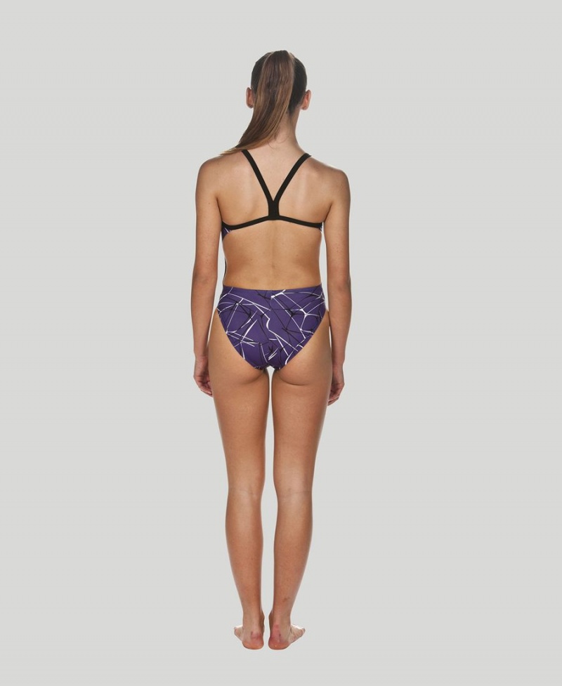 Maillot de Bain Arena D'eau Challenge Back Violette Noir Femme | TRB-31721543