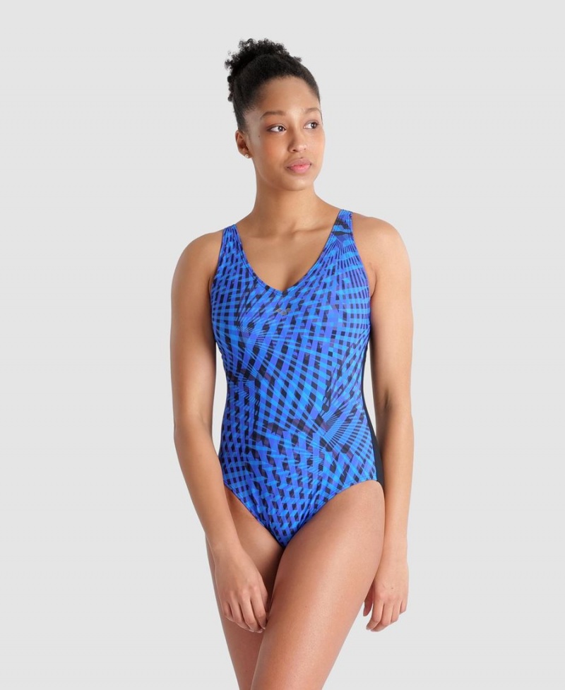 Maillot de Bain Arena BodyLift Cloe Wing Back Noir Bleu Multicolore Femme | UXH-22699924