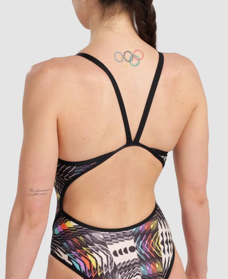 Maillot de Bain Arena Allover Super Fly Back Noir Multicolore Femme | JHO-40161081