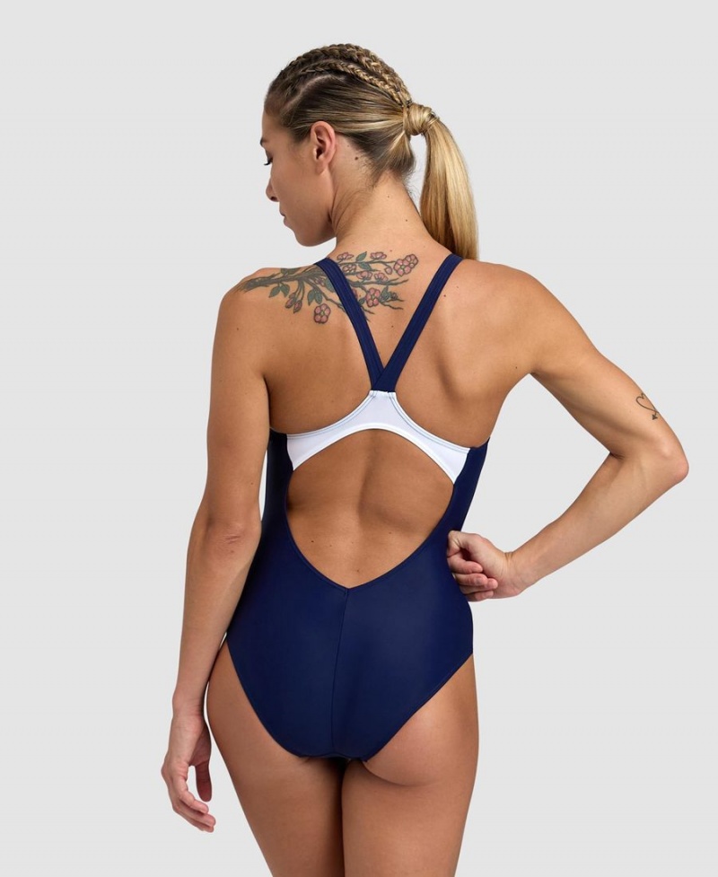 Maillot de Bain Arena Threefold V Back Bleu Marine Bleu Femme | YTL-05761978