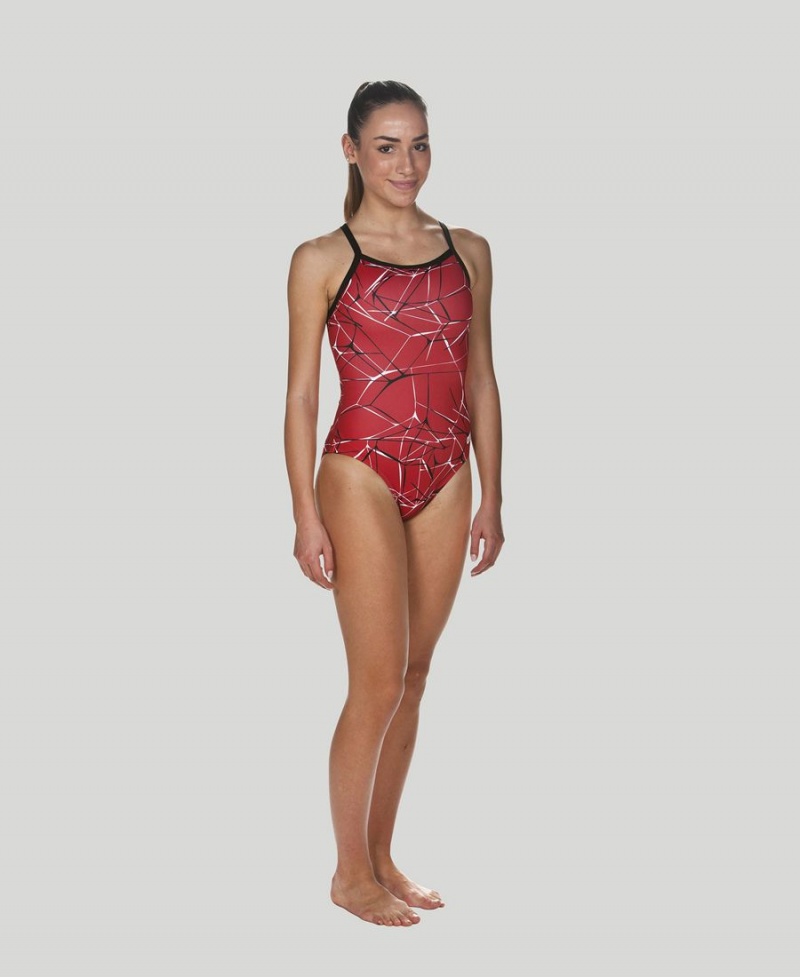 Maillot de Bain Arena D'eau Light Drop Back Rouge Noir Femme | CTZ-95410884