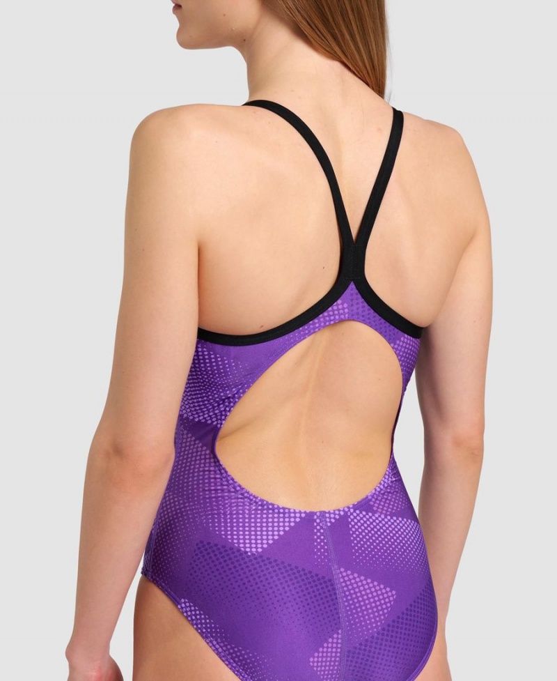 Maillot de Bain Arena Halftone Lightdrop Back Violette Femme | EVT-26036939