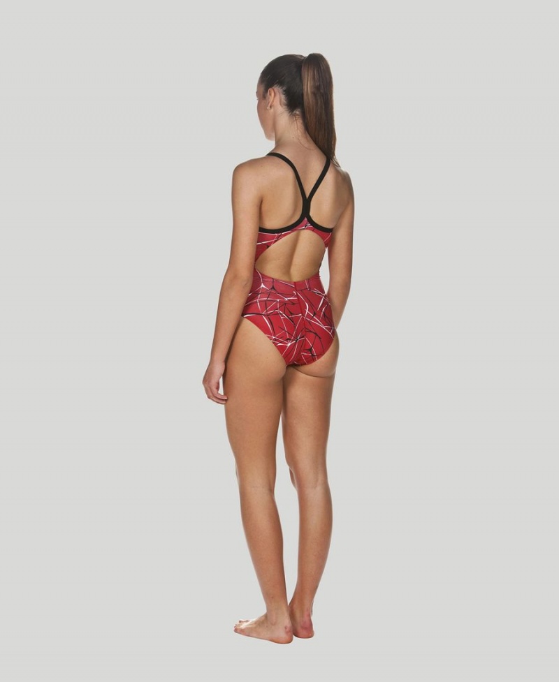 Maillot de Bain Arena D'eau Light Drop Back Rouge Noir Femme | CTZ-95410884