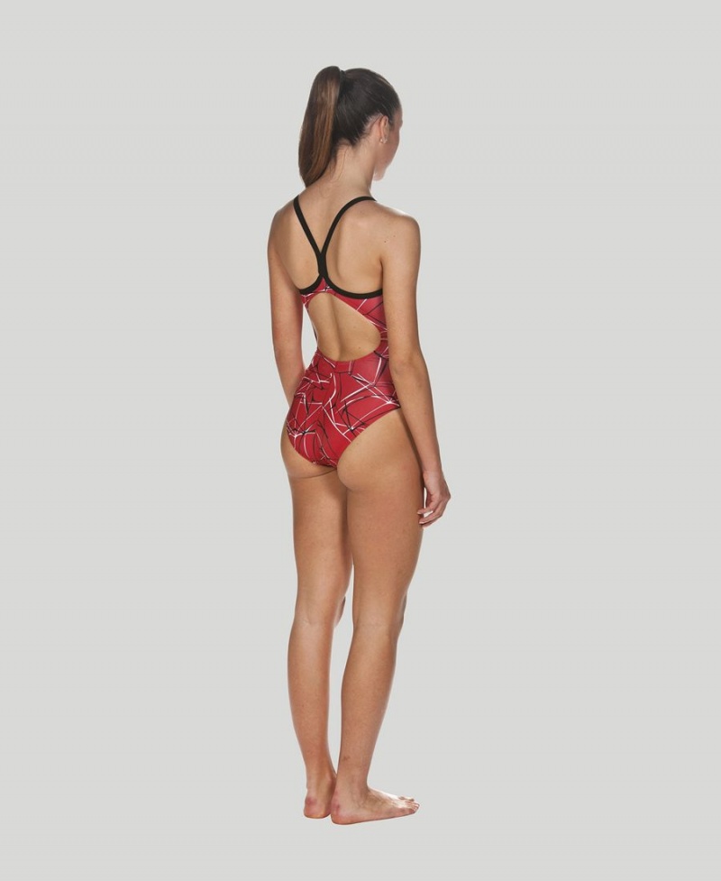 Maillot de Bain Arena D'eau Light Drop Back Rouge Noir Femme | CTZ-95410884