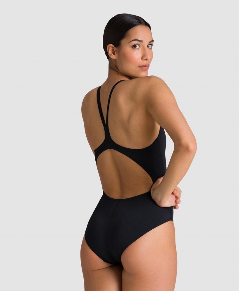 Maillot de Bain Arena Team Light Drop Back Noir Blanche Femme | HOZ-61868265