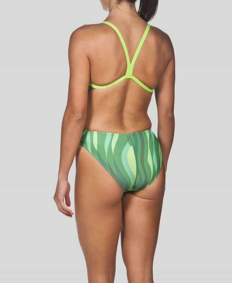 Maillot de Bain Arena Wavy D'eau Challenge Back Vert Femme | VTV-57011338