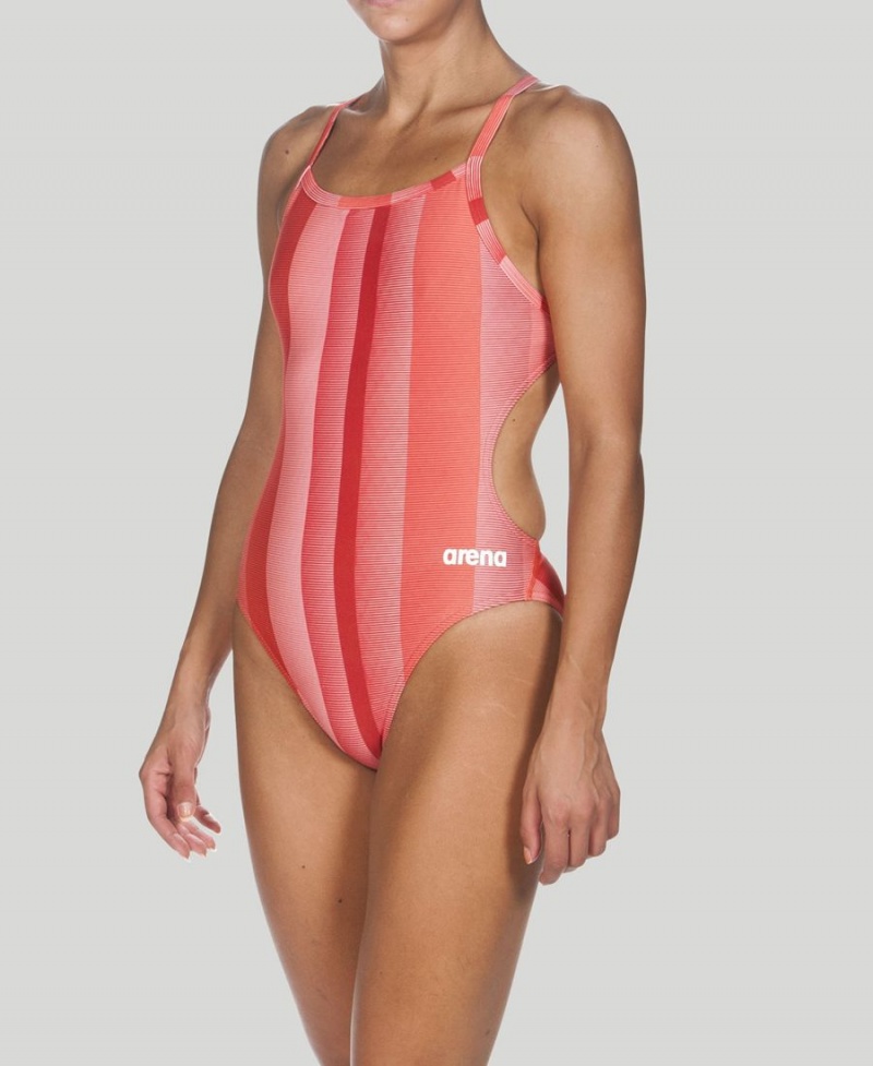 Maillot de Bain Arena Blended Stripe Challenge Back Rouge Femme | LEE-46593034