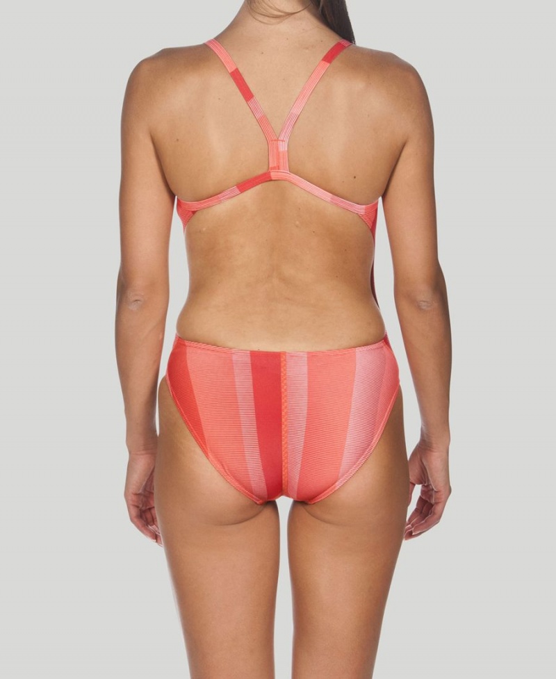 Maillot de Bain Arena Blended Stripe Challenge Back Rouge Femme | LEE-46593034