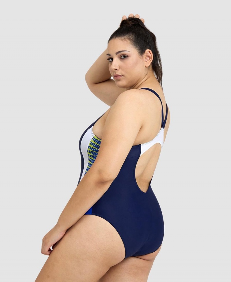 Maillot de Bain Arena Threefold V Back Plus Bleu Marine Bleu Femme | PKC-17745722