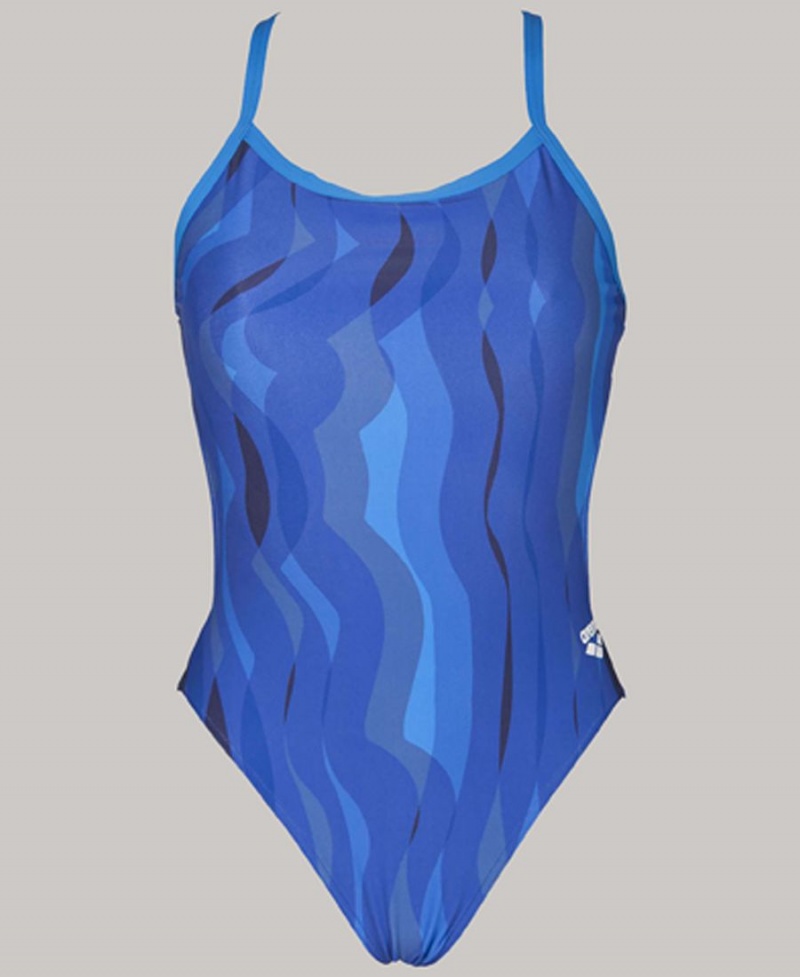 Maillot de Bain Arena Wavy D'eau Challenge Back Bleu Marine Bleu Femme | CGI-61616600