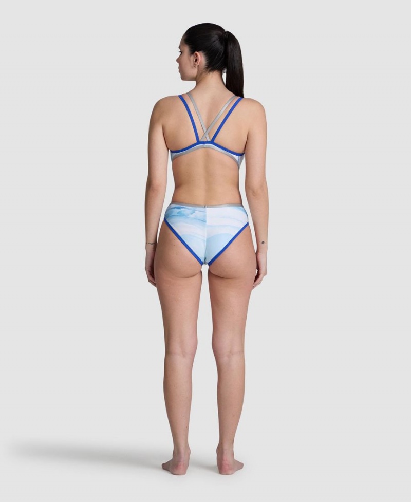 Maillot de Bain Arena One Dreams Double Cross Back Blanche Bleu Femme | HWU-03273775