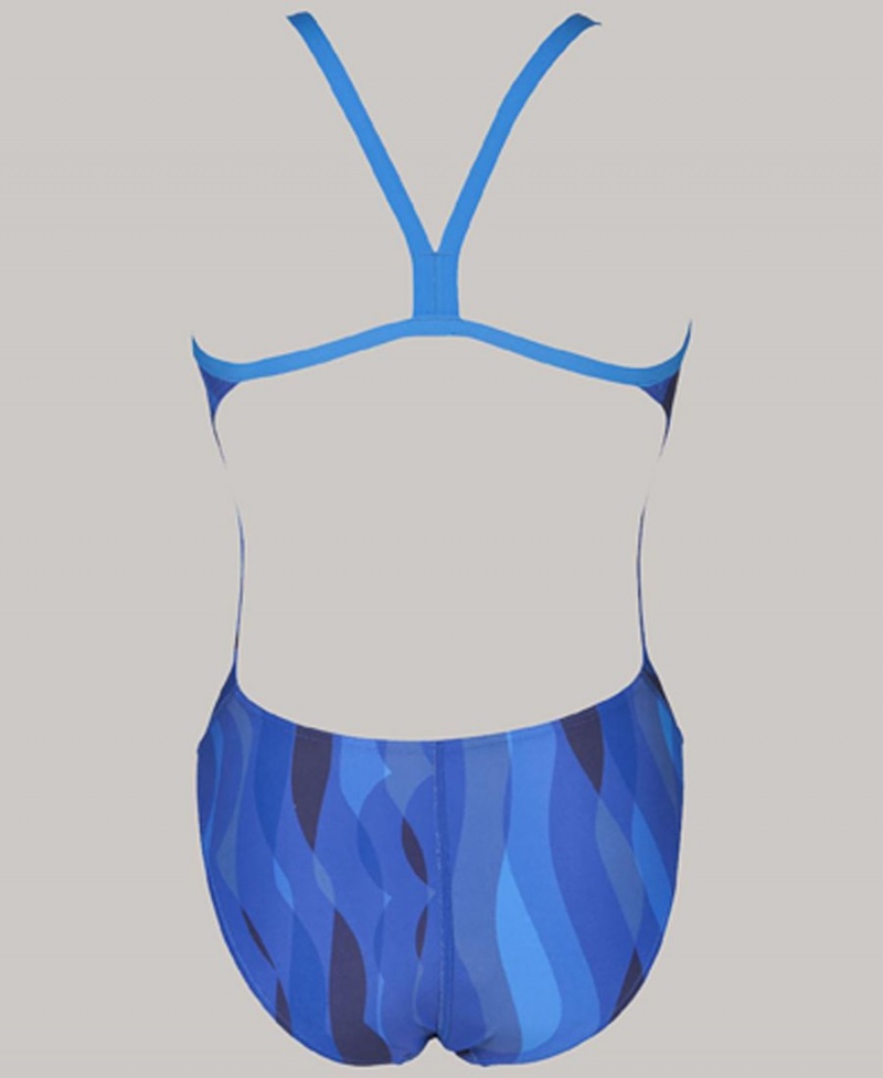 Maillot de Bain Arena Wavy D'eau Challenge Back Bleu Marine Bleu Femme | CGI-61616600