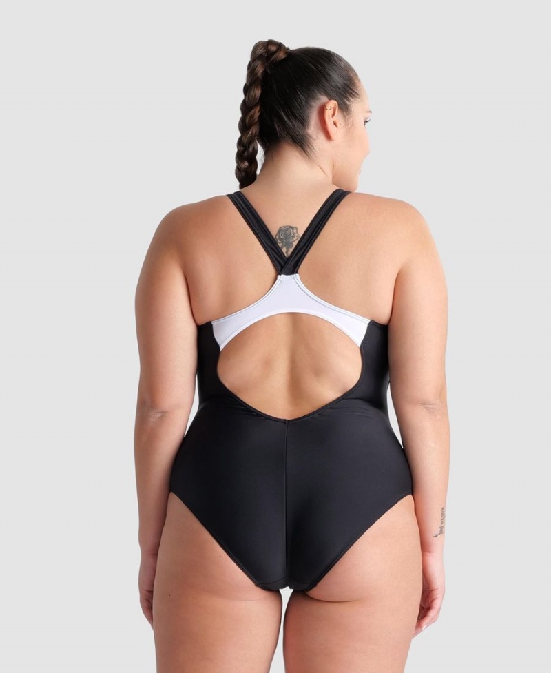 Maillot de Bain Arena Threefold V Back Plus Noir Grise Femme | SZV-45687357