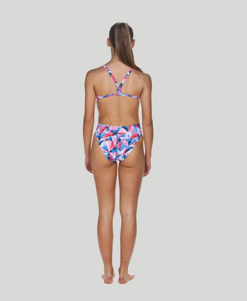 Maillot de Bain Arena Tropical Challenge Back Rose Blanche Bleu Femme | KOD-63088219