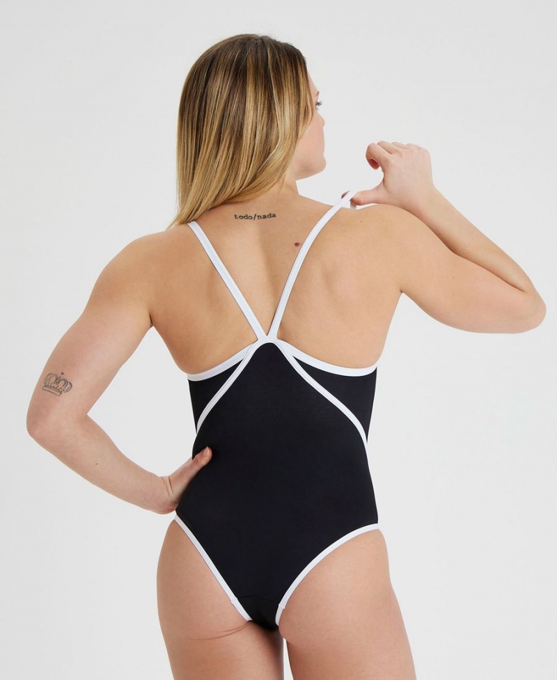 Maillot de Bain Arena Icons Solid Super Free Back Noir Blanche Femme | ACO-68426801