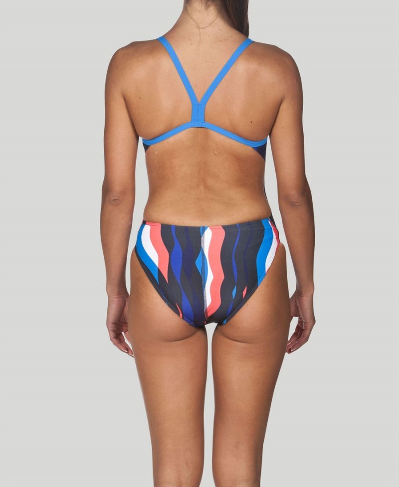 Maillot de Bain Arena Wavy D'eau Challenge Back Bleu Rose Femme | UFT-08224032